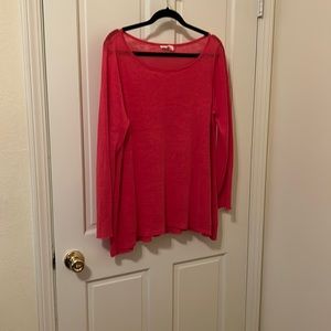 Eileen Fisher, red 100% organic linen sweater. Excellent condition. !